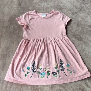 Hanna Andersson Pink Embroidered Floral Short Sleeve Play Dress